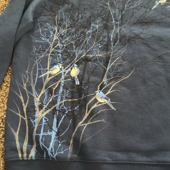 Northern Traditions Medium Blue With Blue Jay Bird Pattern Granny Sweater - Picture 6 of 10